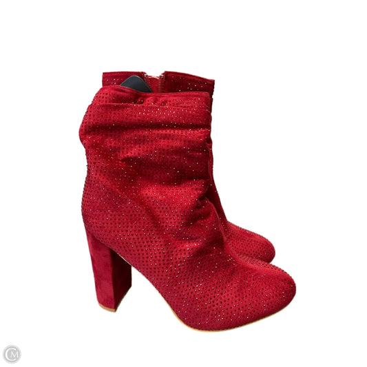 Boots Ankle Heels By Forever In Red, Size: 9