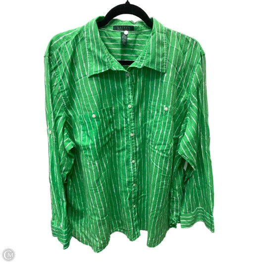 Top Long Sleeve By Lauren By Ralph Lauren In Striped Pattern, Size: 3x