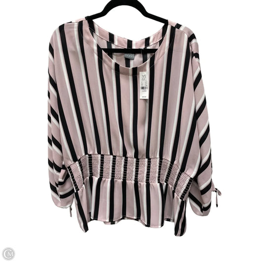 Blouse Long Sleeve By New York And Co In Striped Pattern, Size: Xl