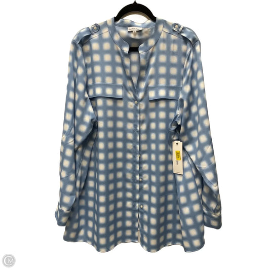 Tunic Long Sleeve By Calvin Klein In Blue & White, Size: 2x
