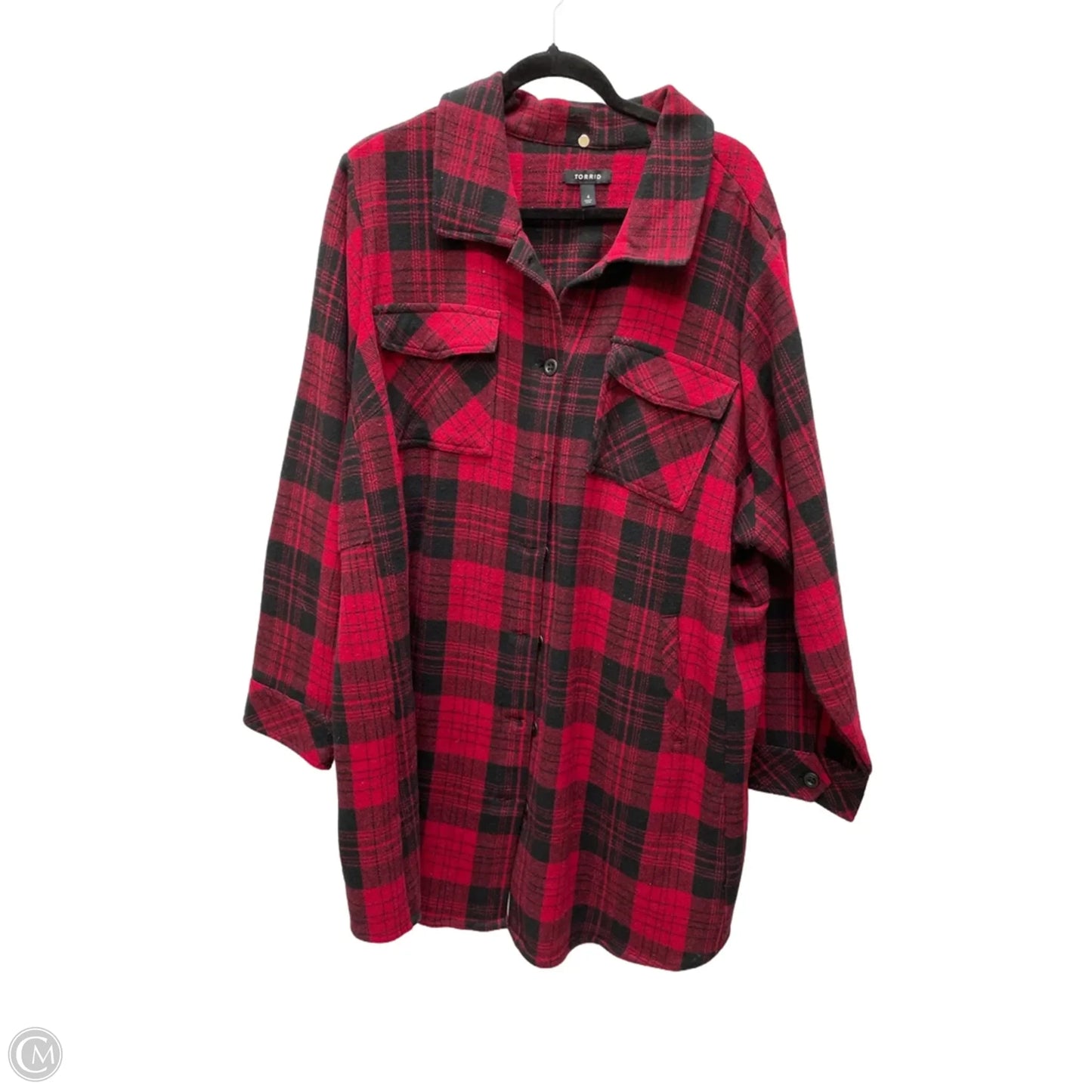 Jacket Shirt By Torrid In Plaid Pattern, Size: 4x