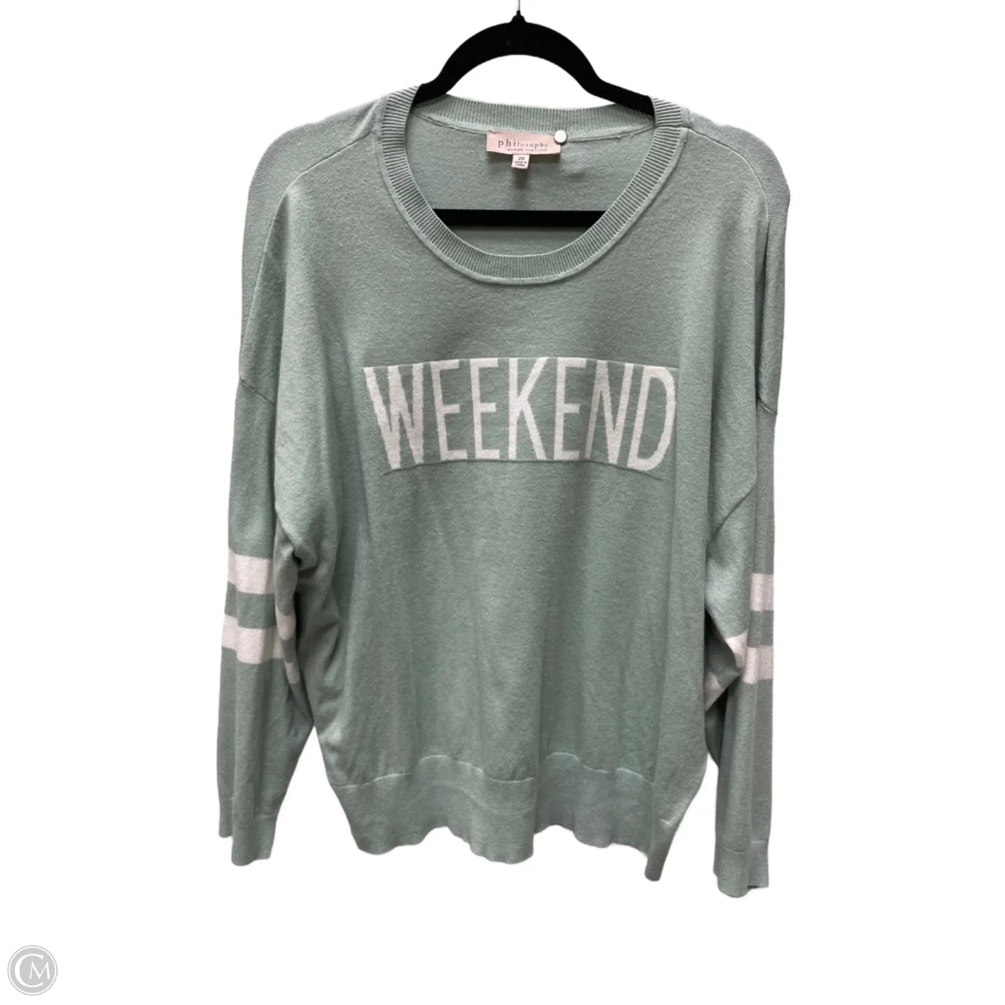 Sweater By Philosophy In Green & White, Size: 2x