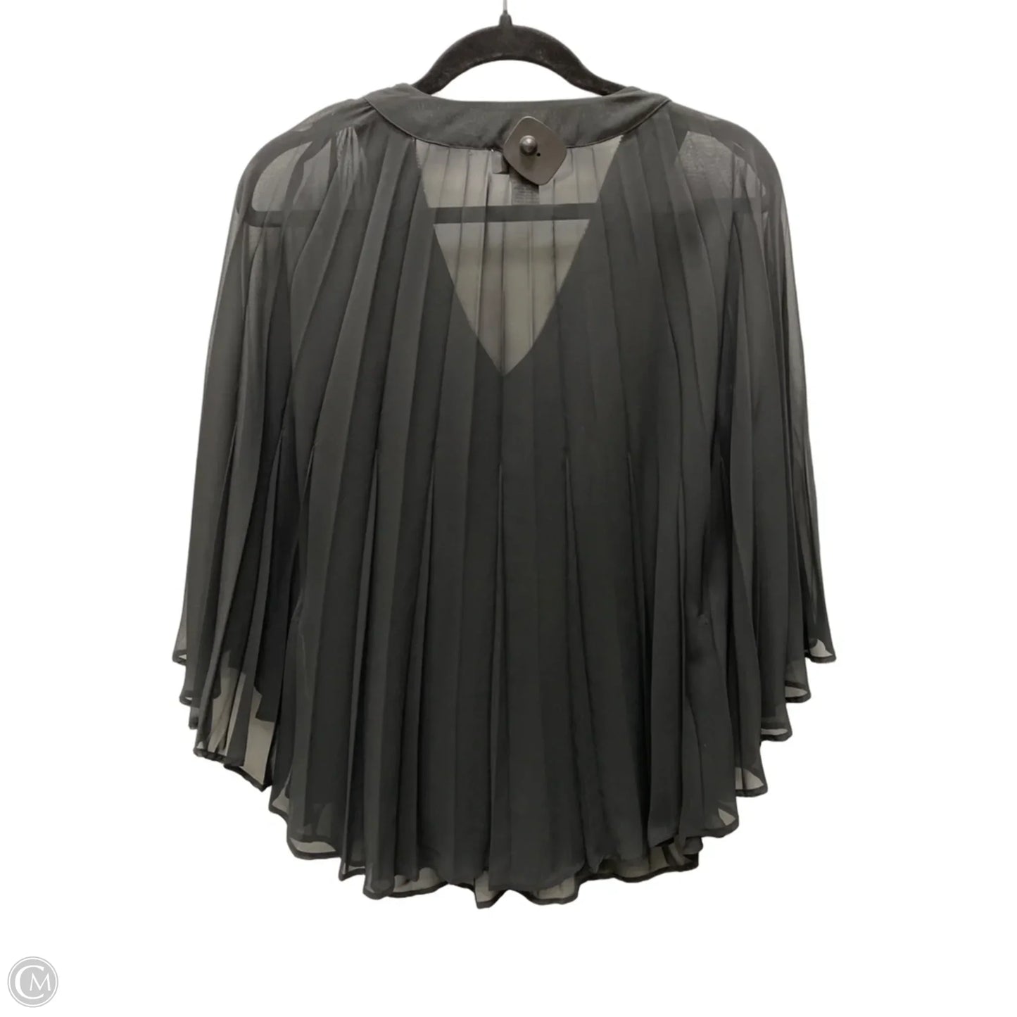 Blouse Short Sleeve By Carmen Marc Valvo In Black, Size: L