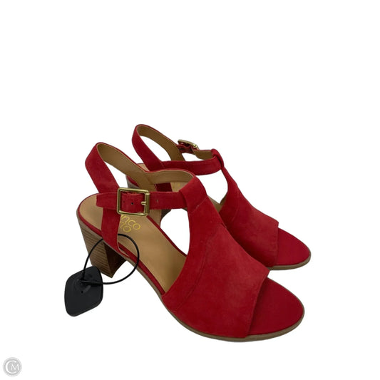 Sandals Heels Block By Franco Sarto In Red & Tan, Size: 8.5