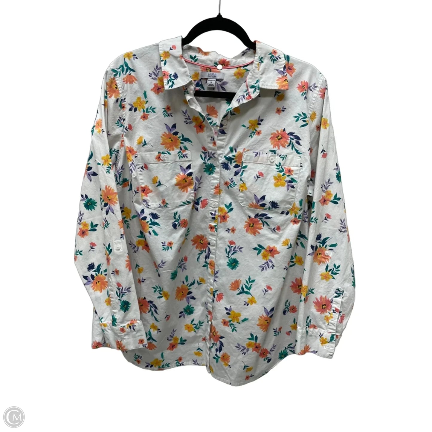 Top Long Sleeve By Croft And Barrow In Floral Print, Size: 1x