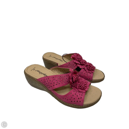 Sandals Heels Wedge By Cme In Pink & Tan, Size: 7