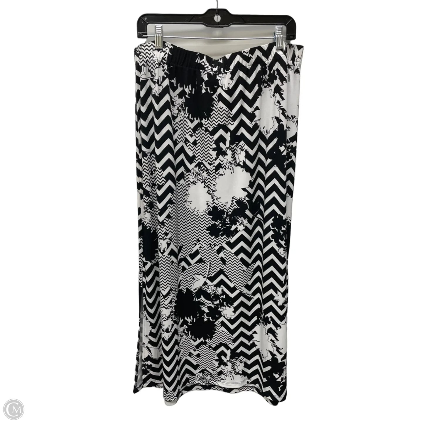 Skirt Midi By Chicos In Black & White, Size: 12