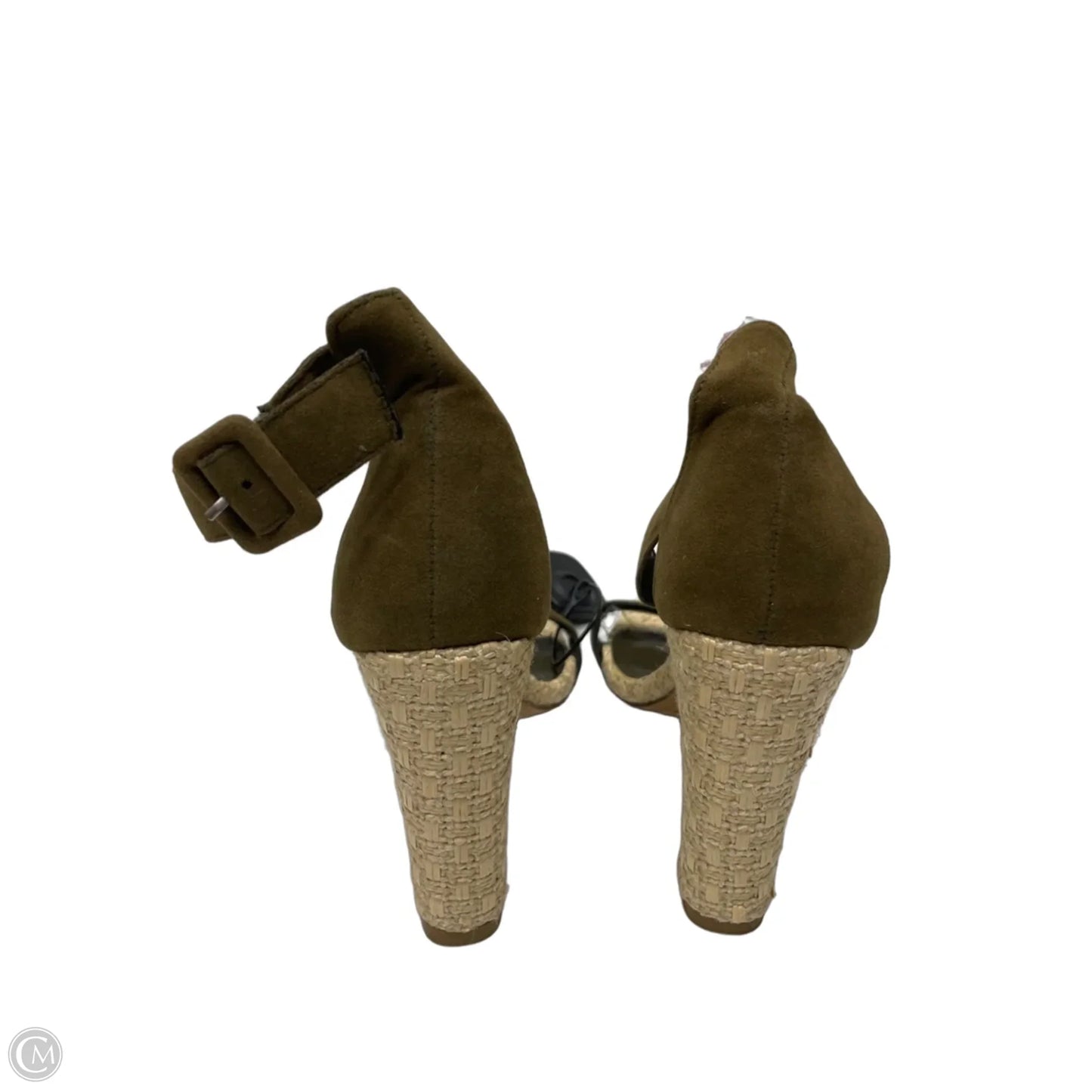 Sandals Heels Block By Clothes Mentor In Green & Tan, Size: 6.5