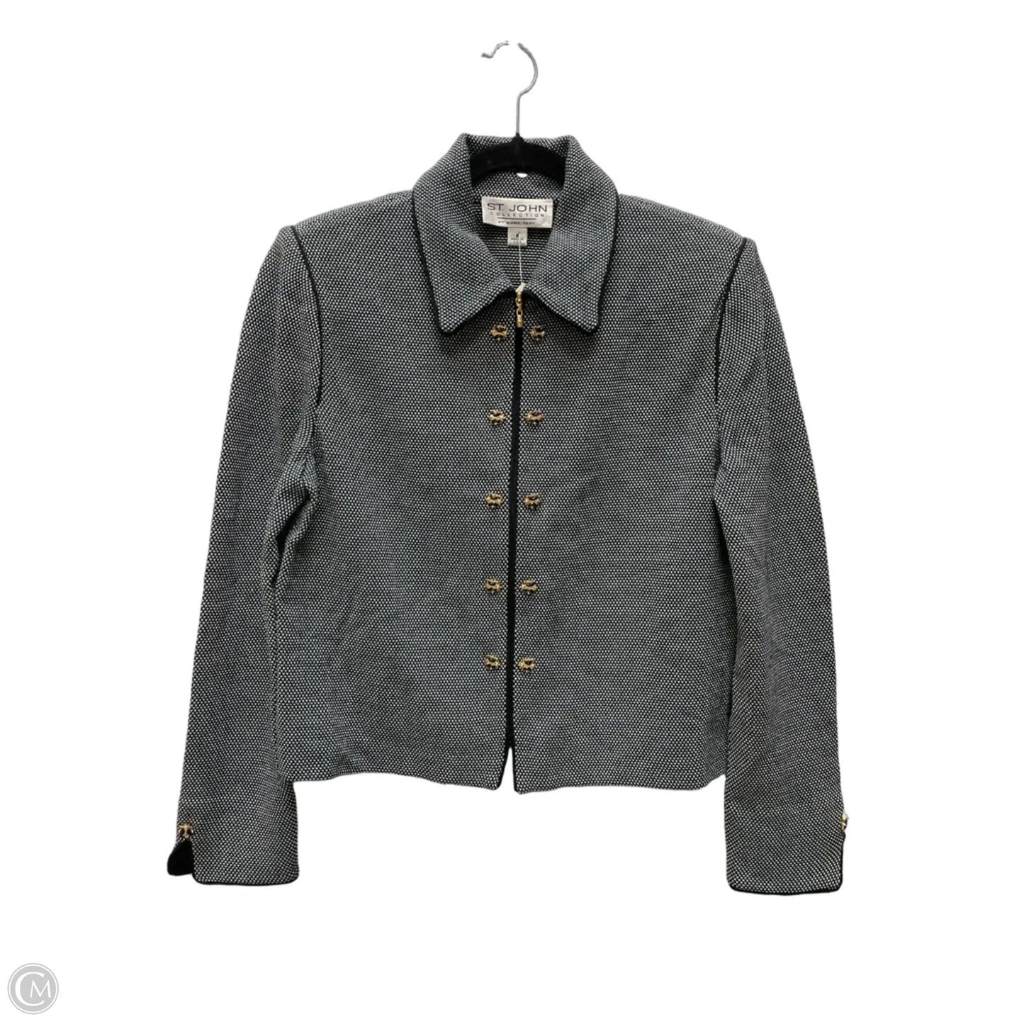 Blazer Luxury Designer By St John Collection In Black & White, Size: M