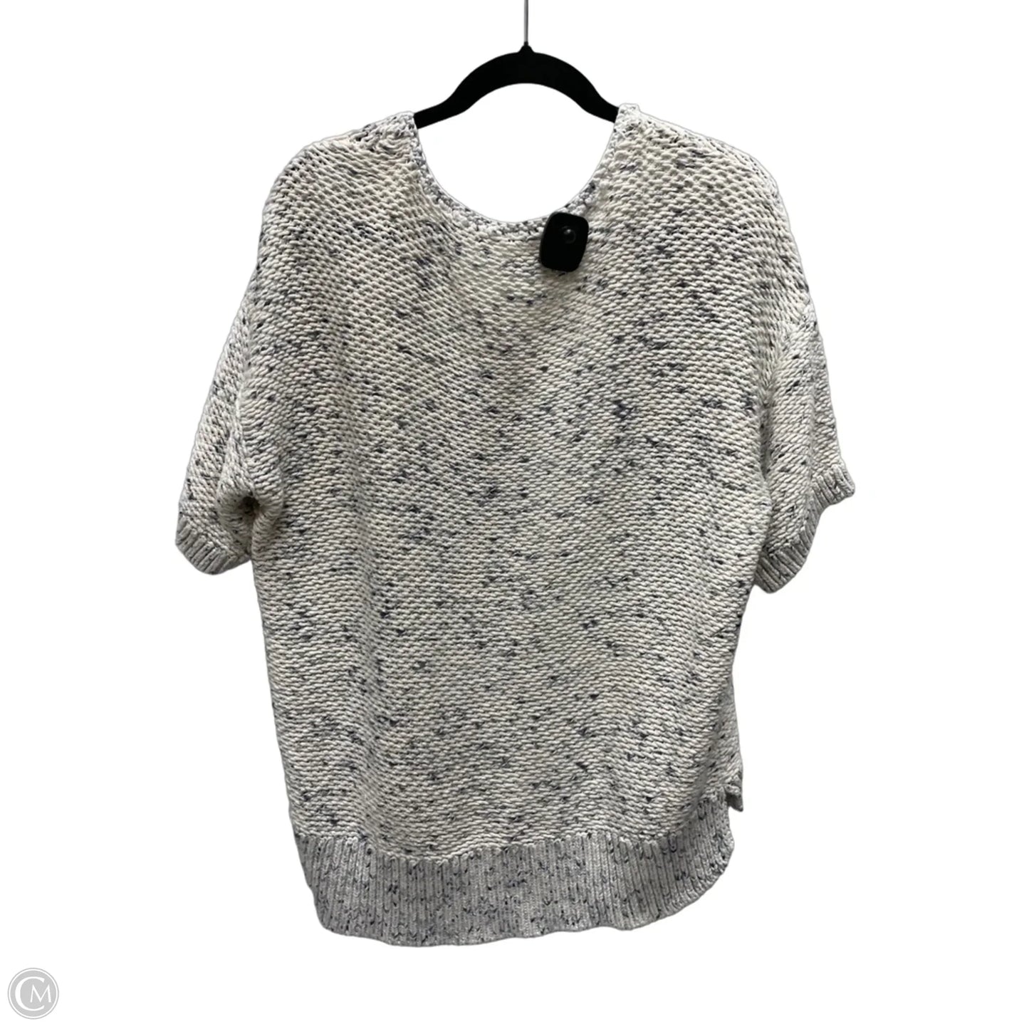 Sweater Short Sleeve By Loft In Blue & Cream, Size: L