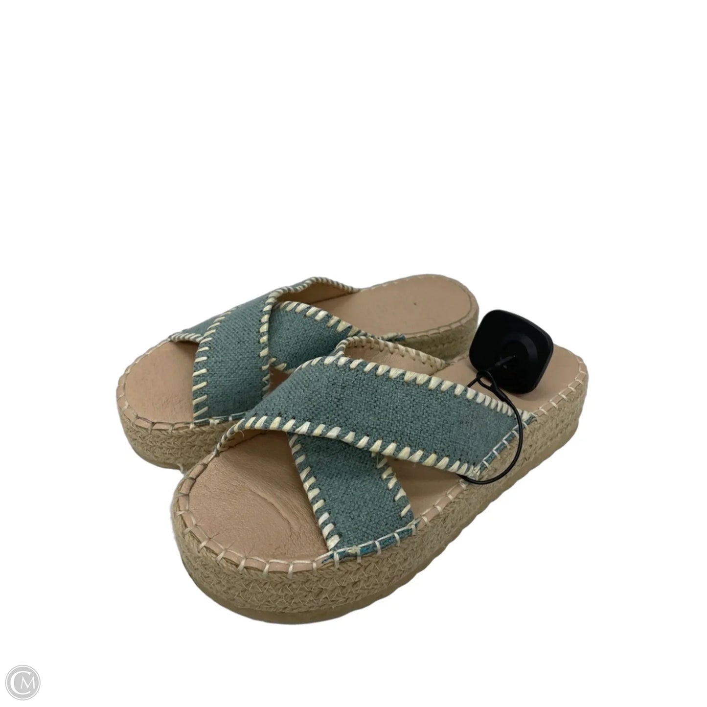 Sandals Heels Platform By Cme In Blue & Tan, Size: 7.5