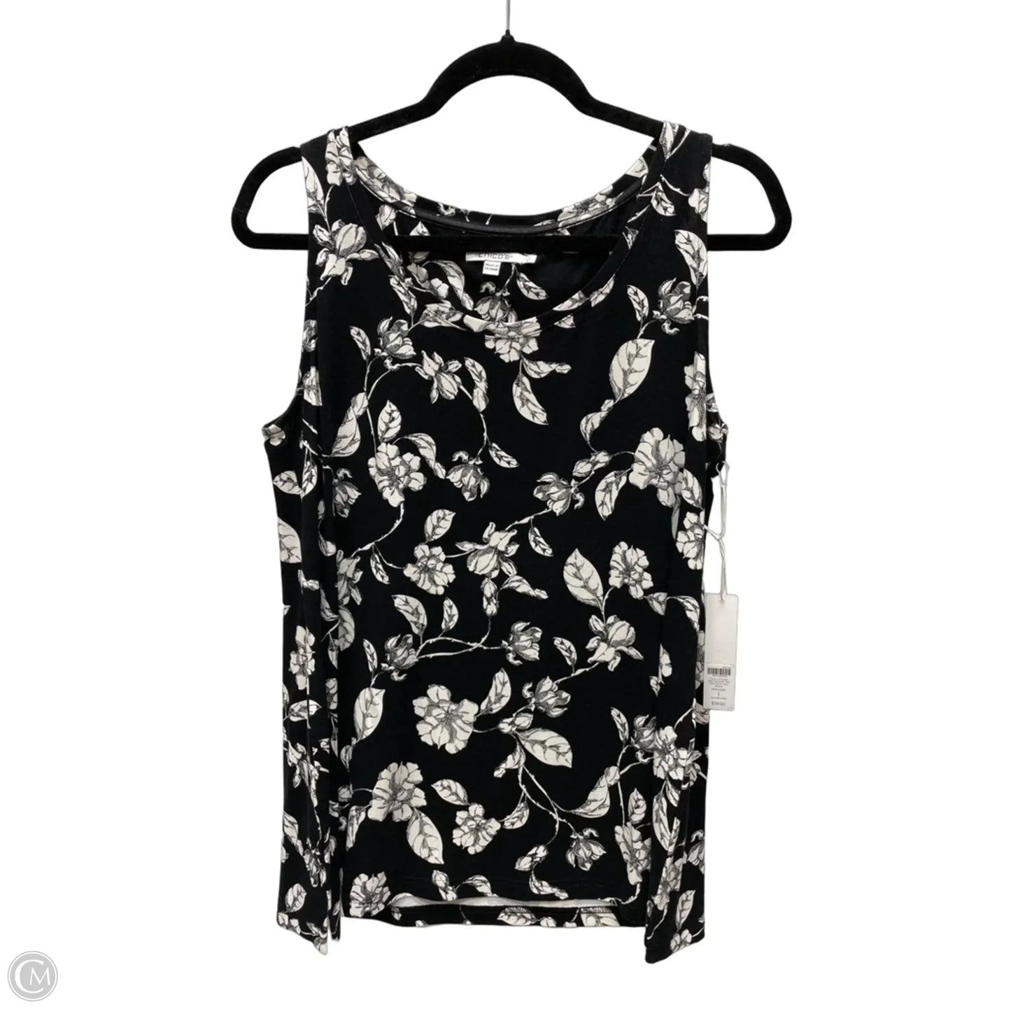 Top Sleeveless By Chicos In Black & White, Size: M