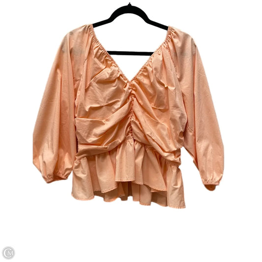 Top 3/4 Sleeve By Express In Peach, Size: Xl