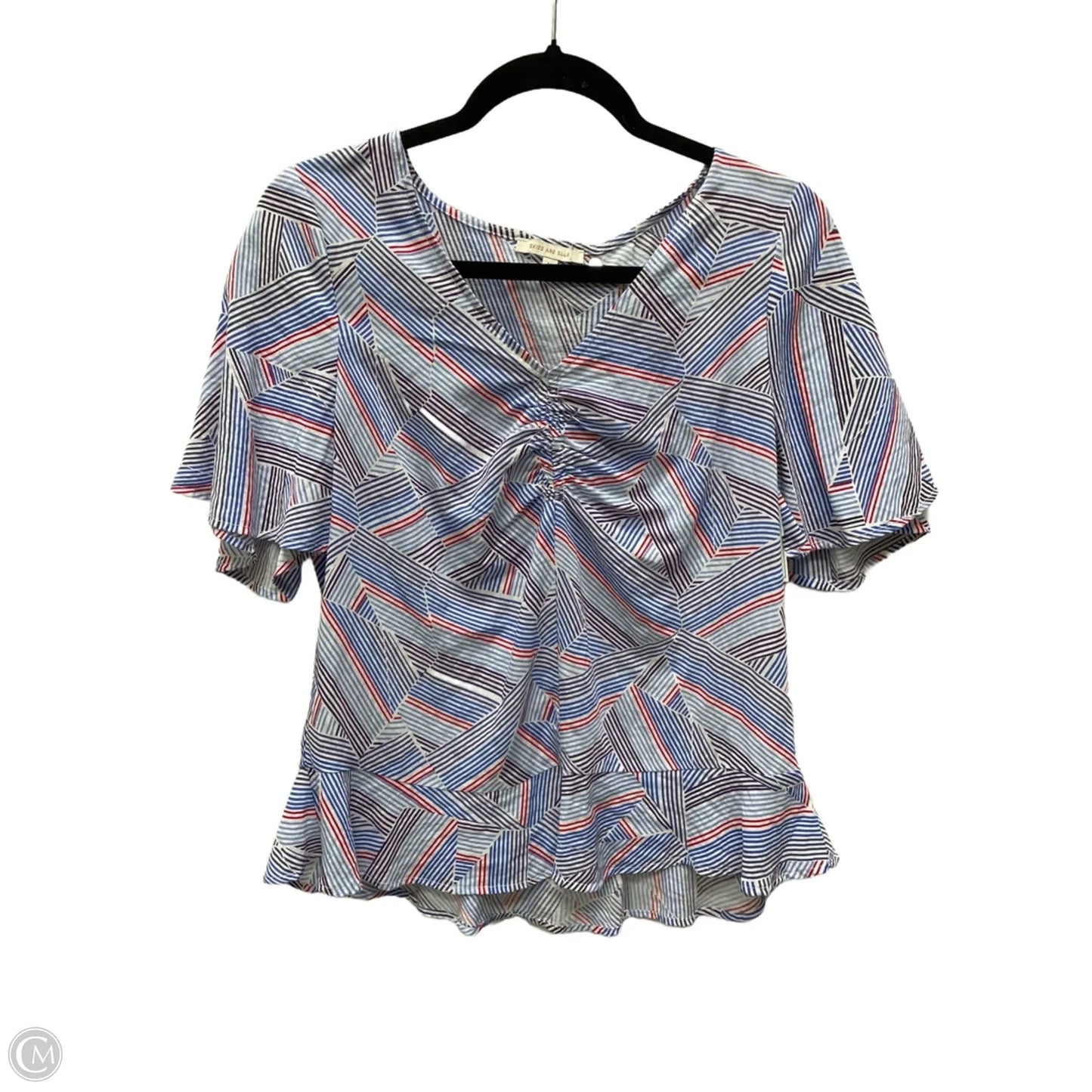 Top Short Sleeve By Skies Are Blue In Striped Pattern, Size: M