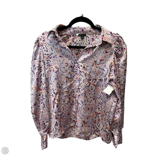 Top Long Sleeve By Ann Taylor In Purple & White, Size: Sp