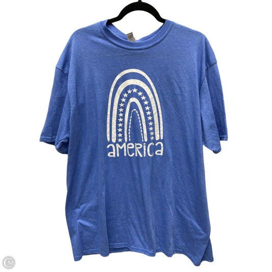 Top Short Sleeve By Gildan In Blue & White, Size: 2x