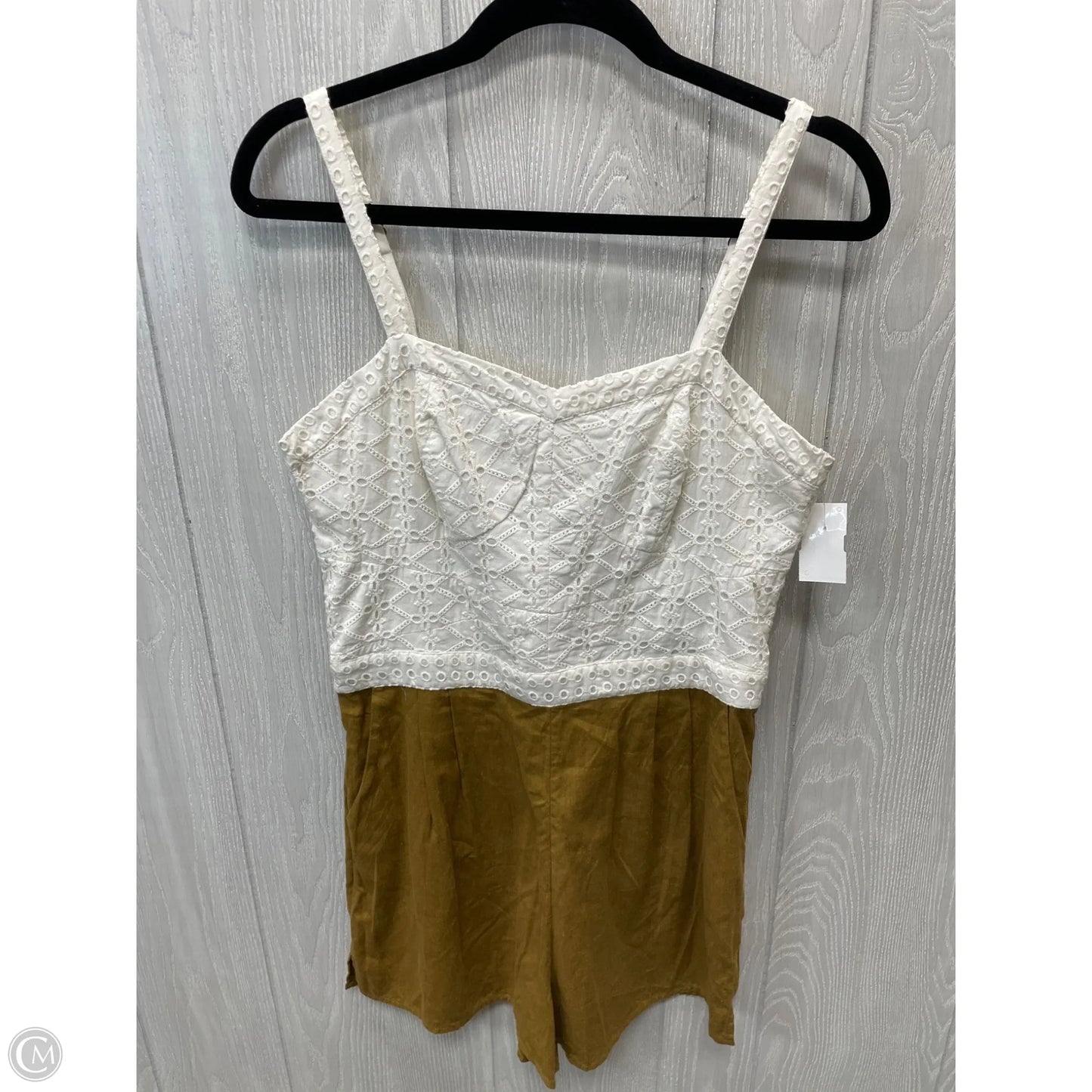 Romper By Anthropologie In Cream & Green, Size: M