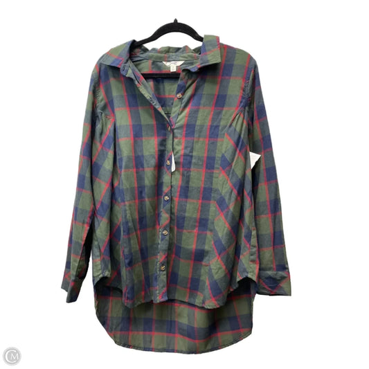 Top Long Sleeve By Terra & Sky In Plaid Pattern, Size: Xl
