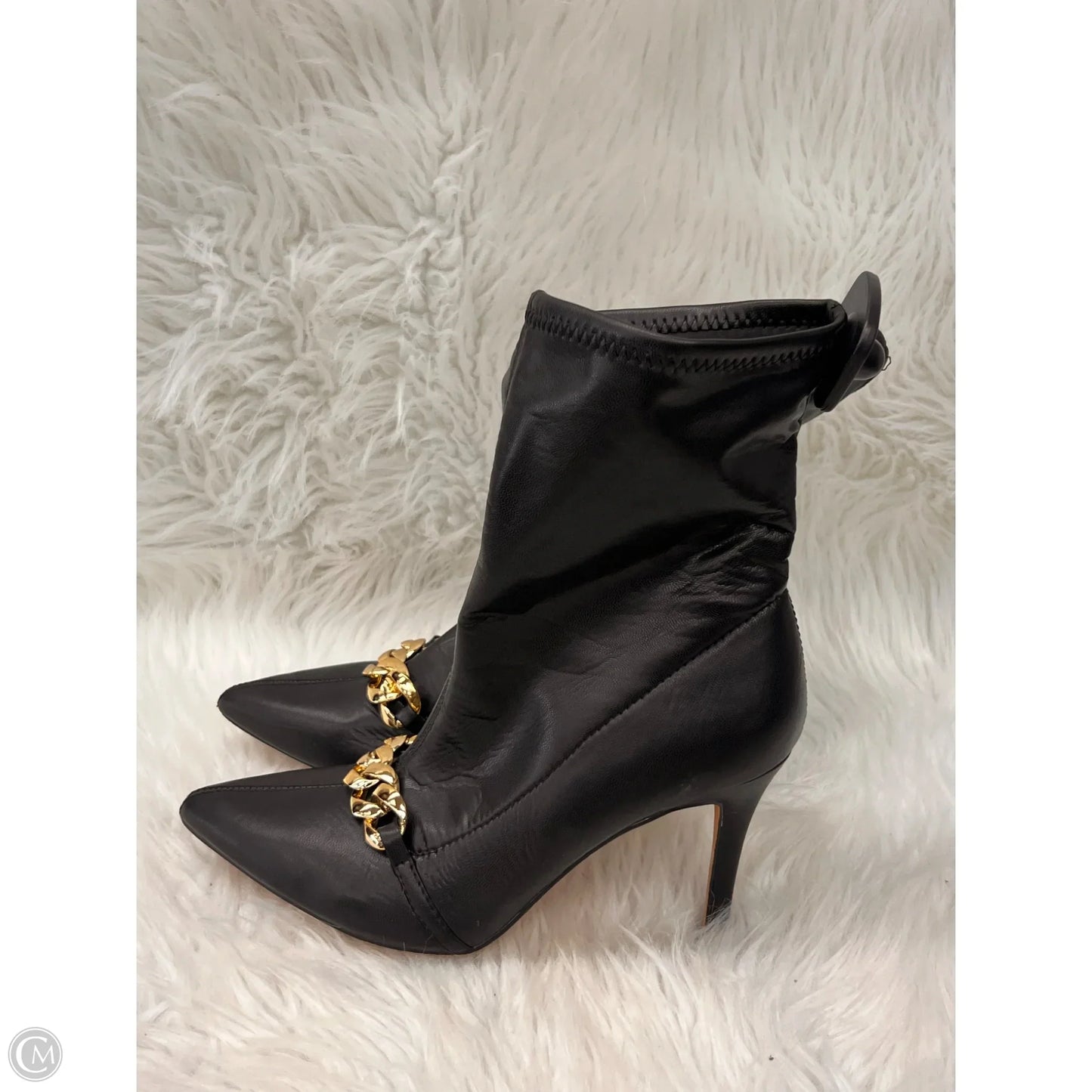 Boots Ankle Heels By Xoxo In Black & Gold, Size: 8.5