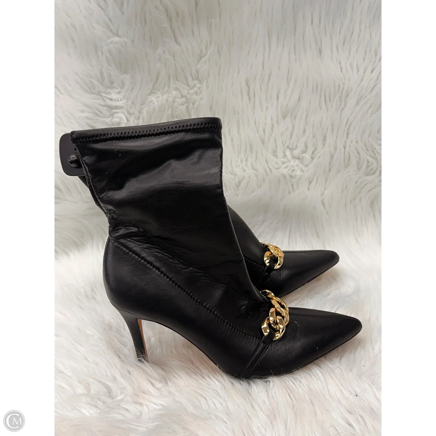 Boots Ankle Heels By Xoxo In Black & Gold, Size: 8.5