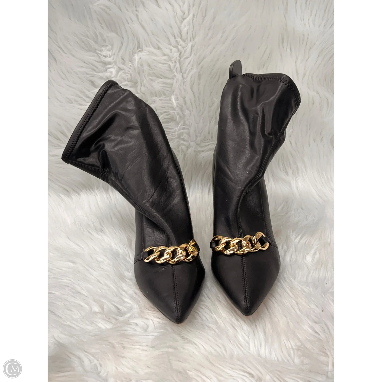 Boots Ankle Heels By Xoxo In Black & Gold, Size: 8.5
