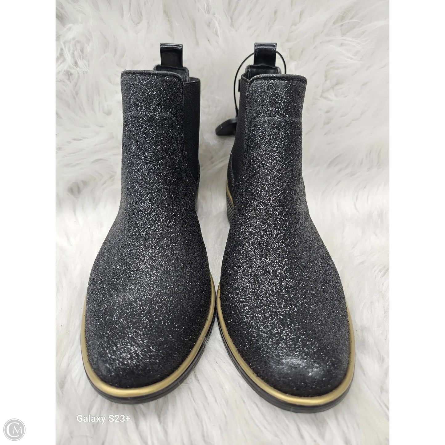 Boots Designer By Kate Spade In Black & Gold, Size: 6