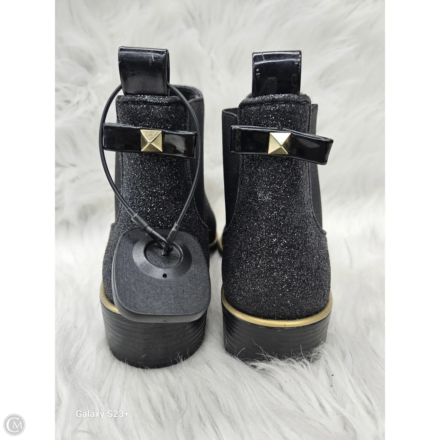 Boots Designer By Kate Spade In Black & Gold, Size: 6