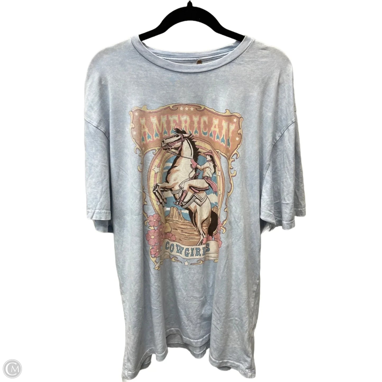 Top Short Sleeve By Clothes Mentor In Blue & White, Size: Xl