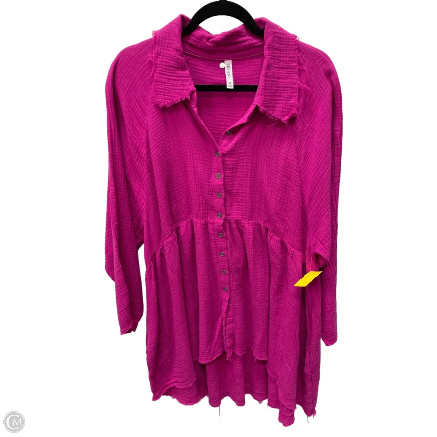 Tunic Long Sleeve By Zenana In Pink, Size: 3x