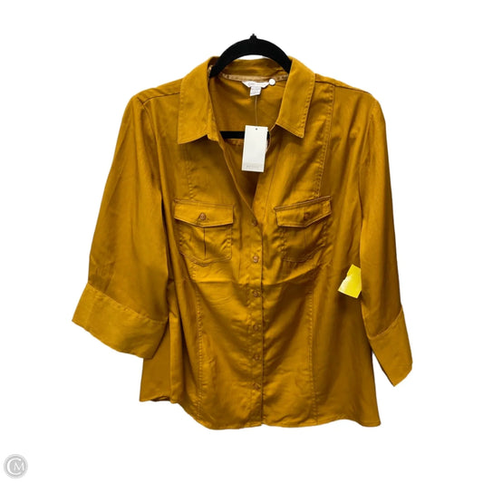 Top 3/4 Sleeve By Cato In Yellow, Size: 1x