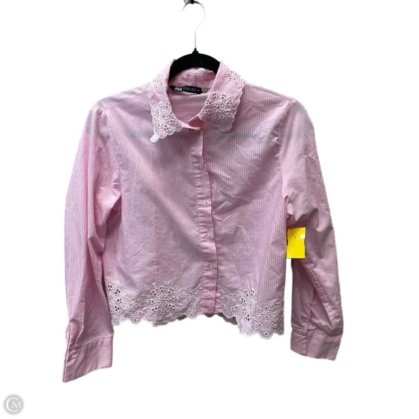 Top Long Sleeve By Zara In Striped Pattern, Size: S