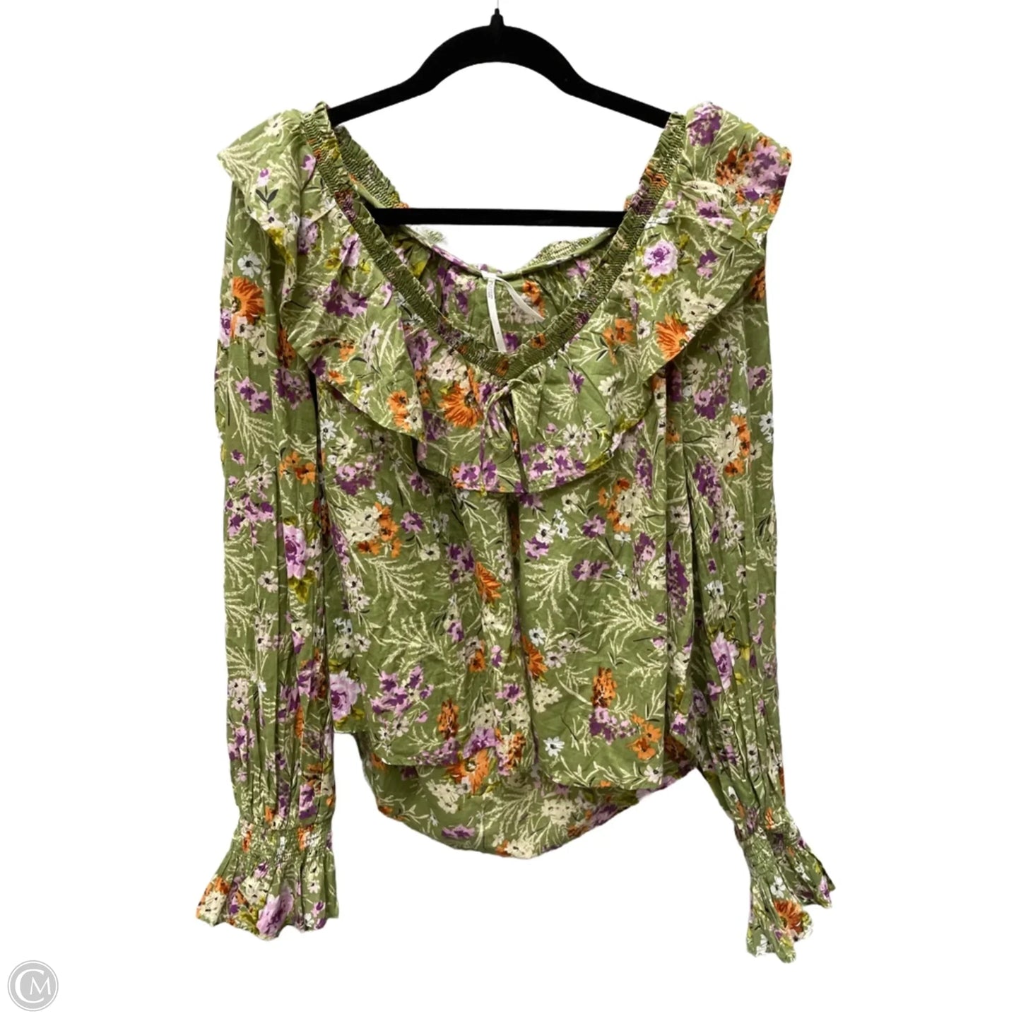 Top Long Sleeve By Anthropologie In Floral Print, Size: L