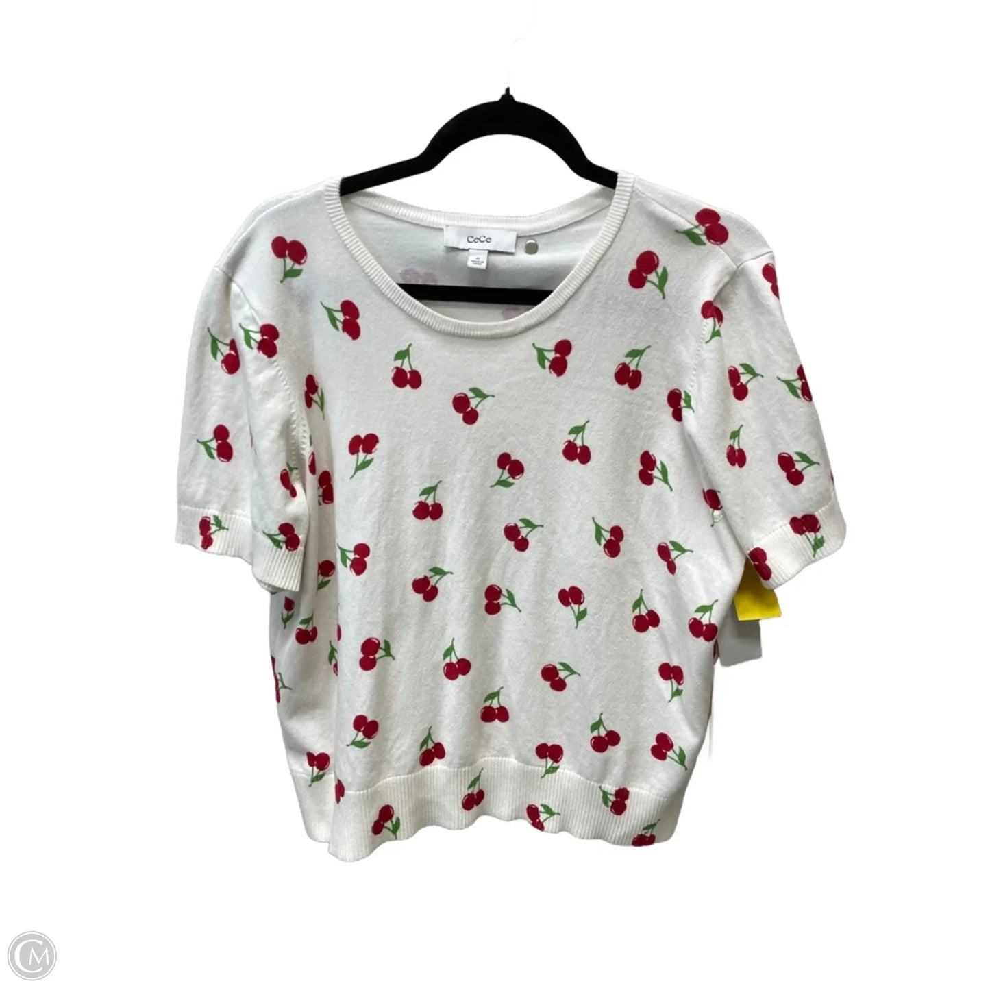 Sweater Short Sleeve By Cece In Cream & Red, Size: Xl