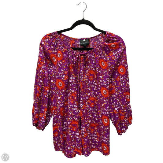 Top 3/4 Sleeve By Cynthia Rowley In Floral Print, Size: 1x