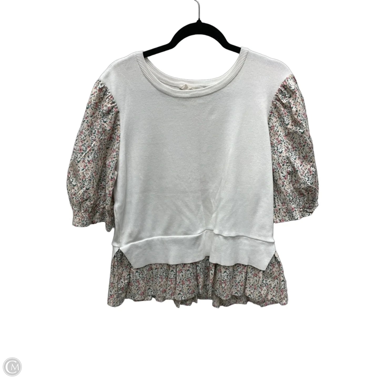 Top Short Sleeve By Anthropologie In Floral Print, Size: L