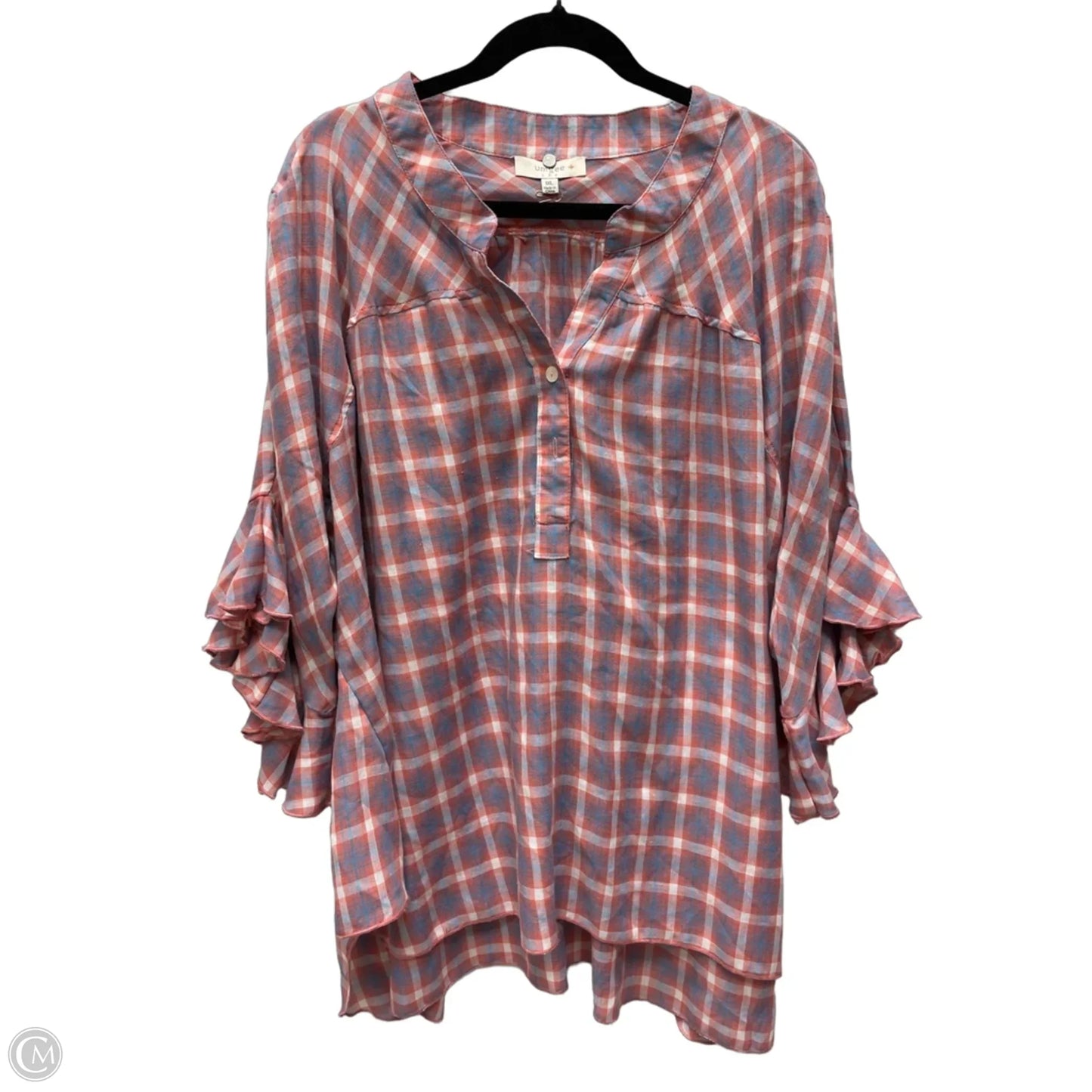 Top 3/4 Sleeve By Umgee In Plaid Pattern, Size: 1x