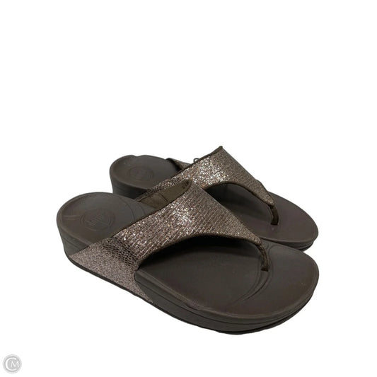 Sandals Heels Wedge By Fitflop In Bronze, Size: 7