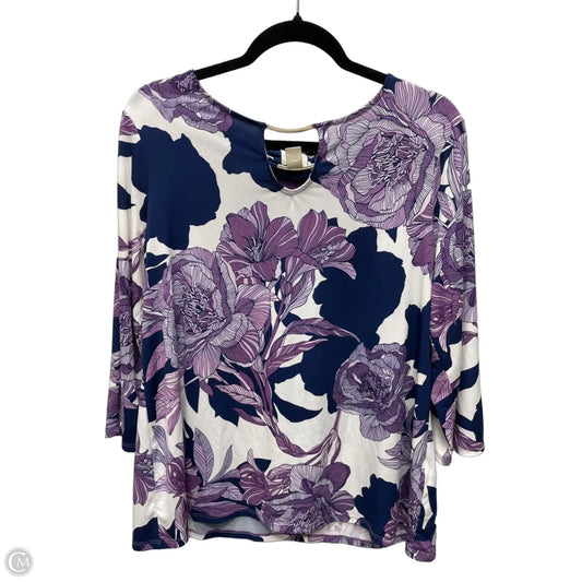 Top Long Sleeve By Chicos In Floral Print, Size: L