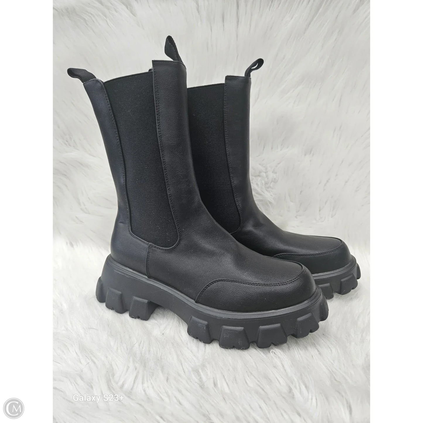 Boots Mid-calf Flats By Cato In Black, Size: 8