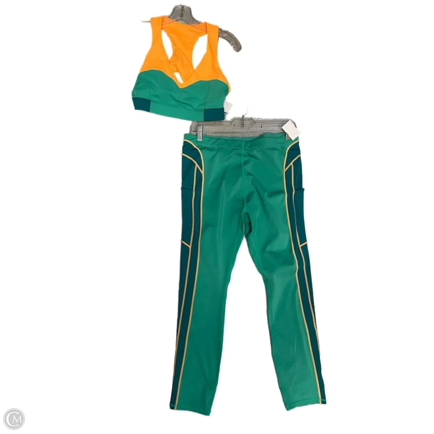 Athletic Pants 2pc By Fabletics In Green & Yellow, Size: L