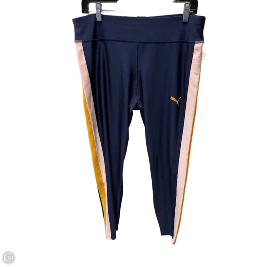 Athletic Leggings By Puma In Blue & Yellow, Size: L