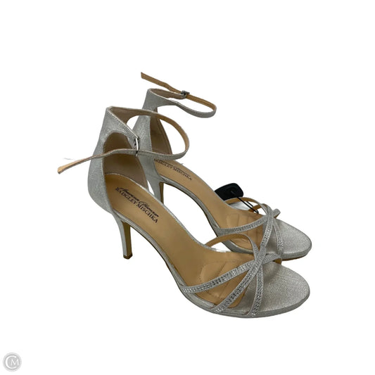Sandals Heels Stiletto By Badgley Mischka In Silver, Size: 11
