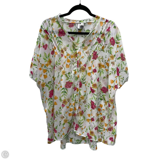 Blouse Short Sleeve By Catalina In Floral Print, Size: 2x