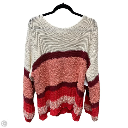 Sweater By Umgee In Cream & Red, Size: L