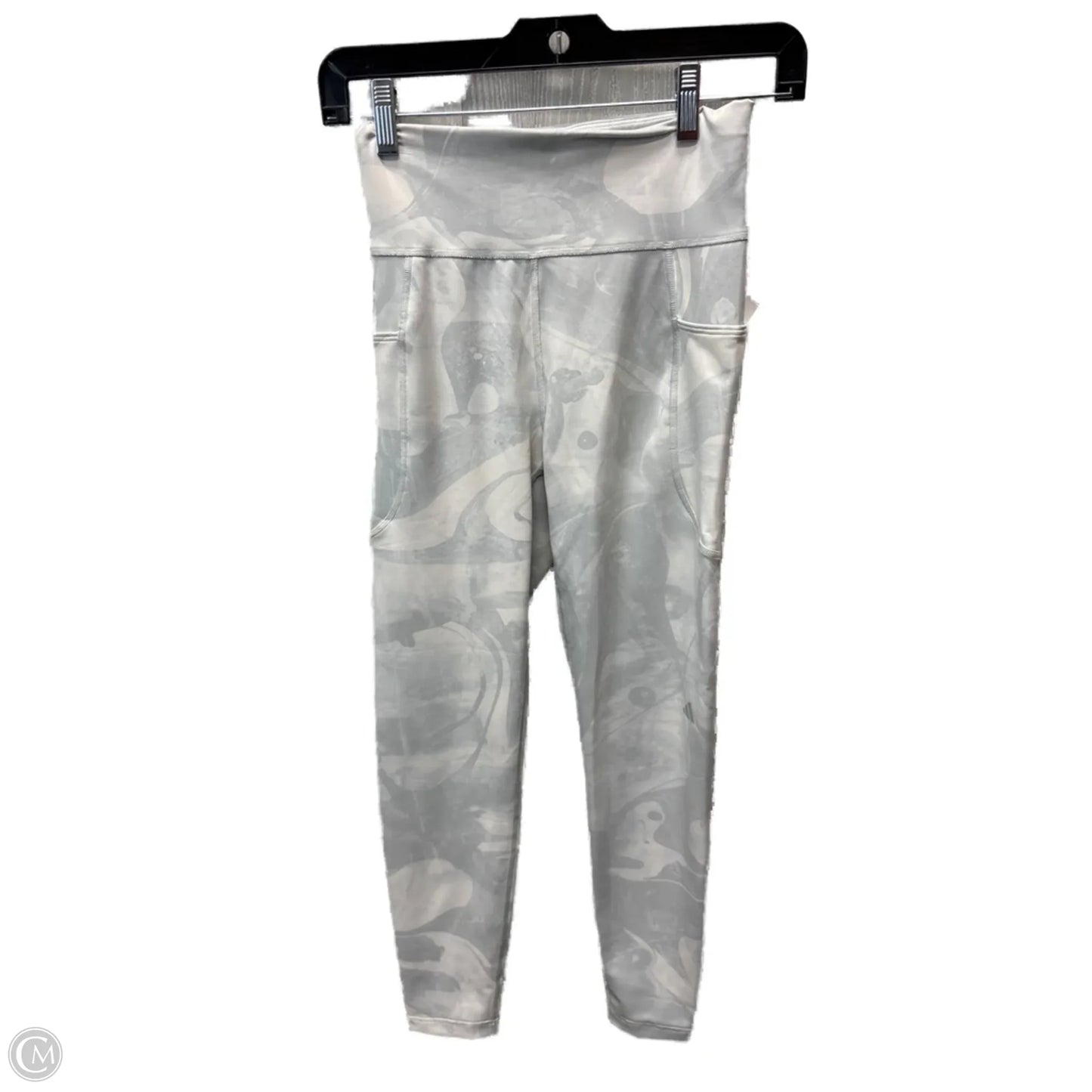 Athletic Leggings By Adidas In Grey & Yellow, Size: S