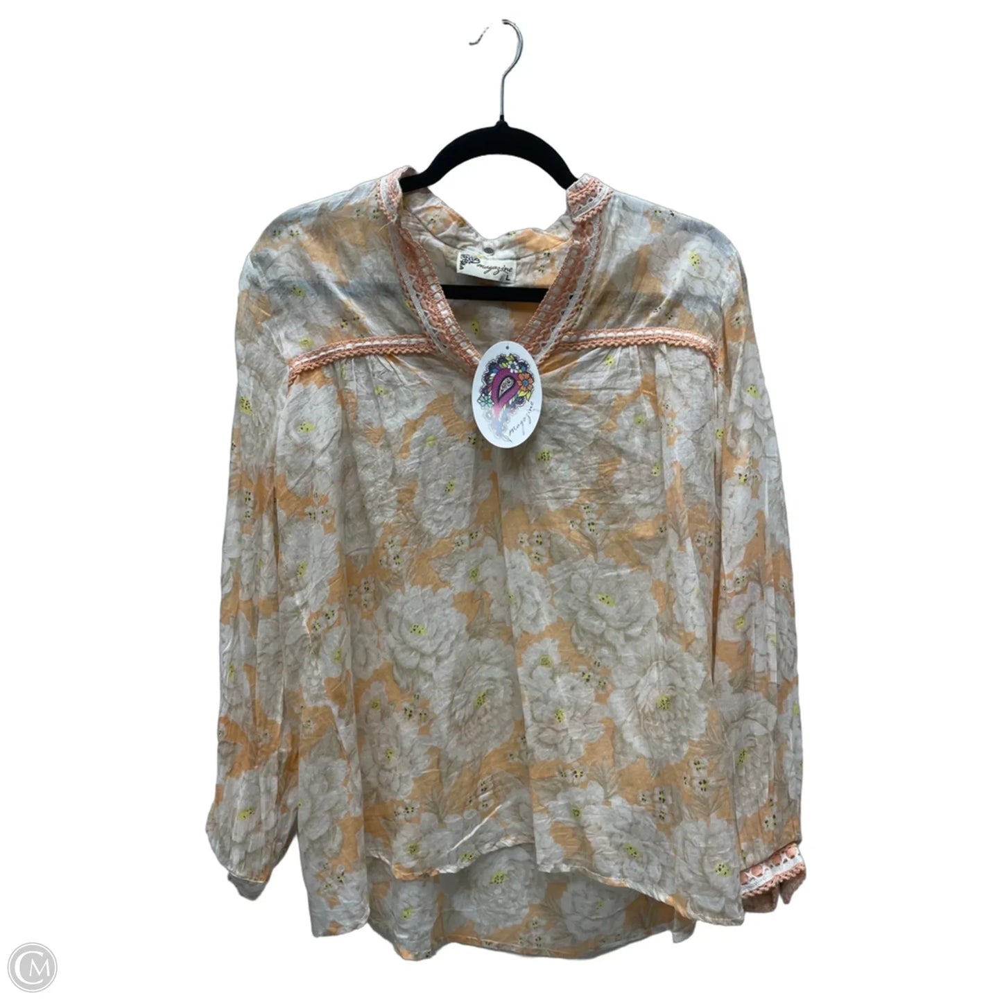 Top Long Sleeve By magazine In Floral Print, Size: L