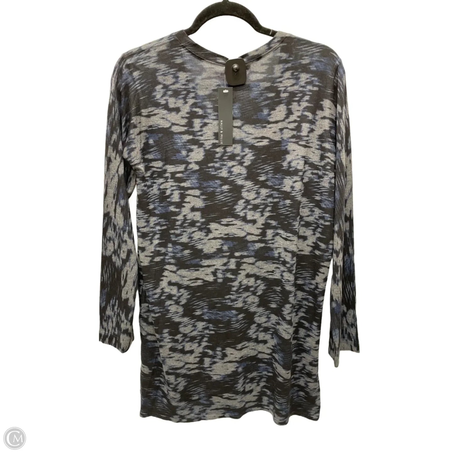 Top Long Sleeve By Nally And Millie In Black & Blue, Size: S