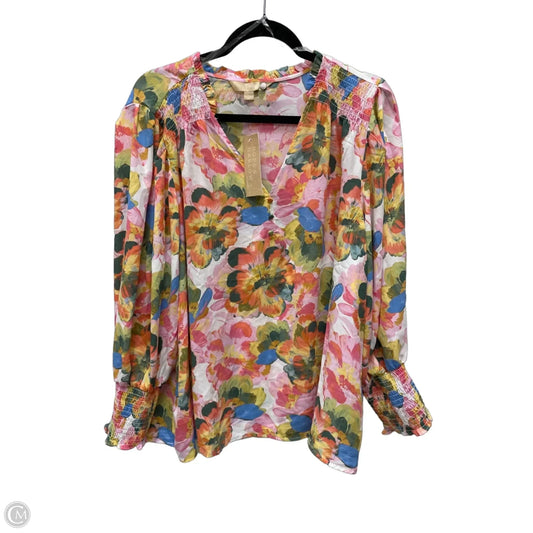 Top Long Sleeve By Hope & Harlow In Floral Print, Size: 2x