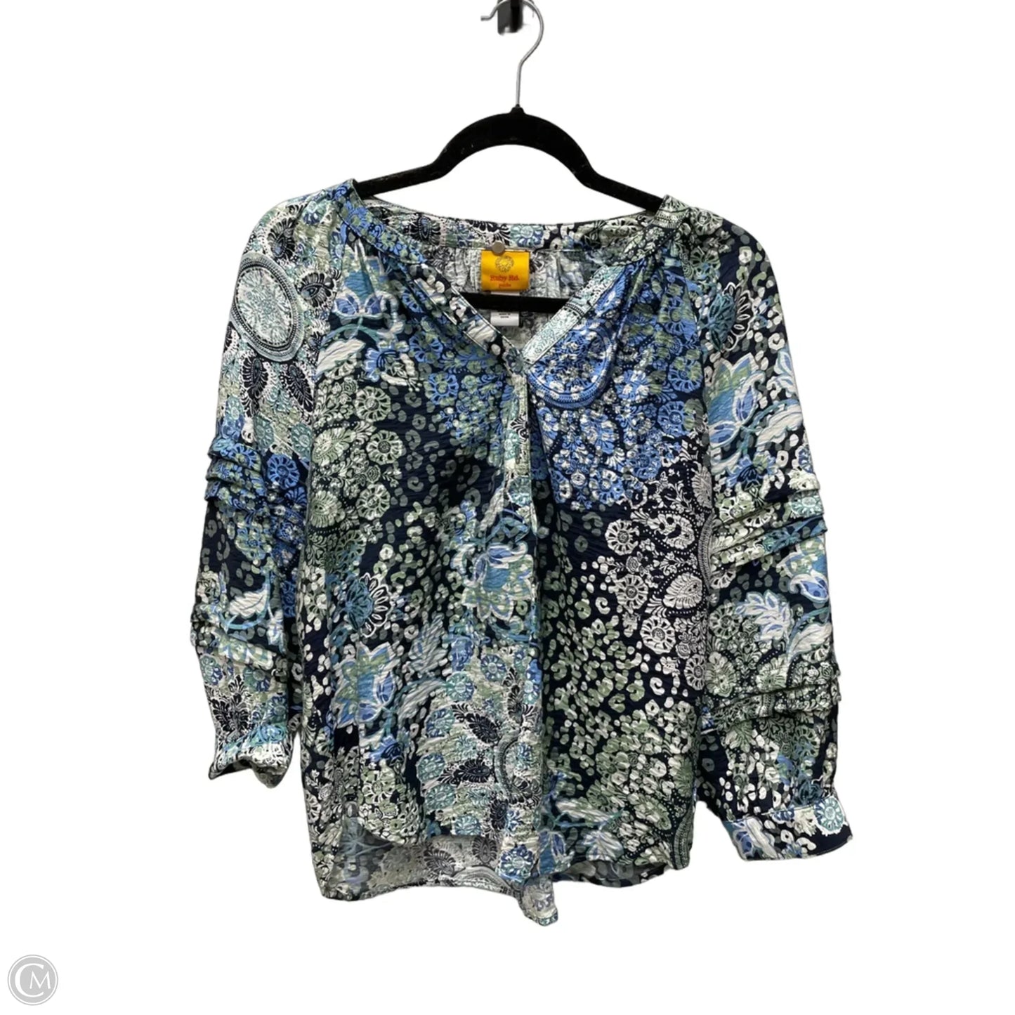 Top 3/4 Sleeve By Ruby Rd In Blue & Green, Size: Sp