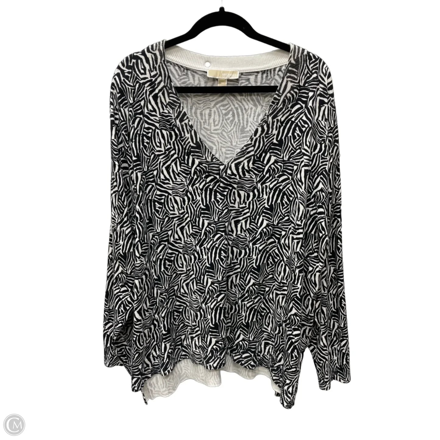 Top Long Sleeve By Michael By Michael Kors In Black & White, Size: 3x